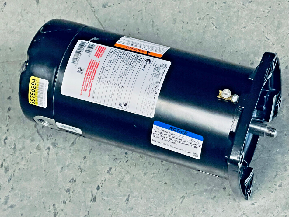 Century SQ1072 Square Flange Pool Pump Motor, 3/4 HP, 115/230Vac