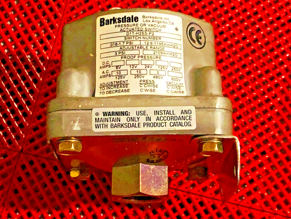 Barksdale Controls D1T-H2SS-P2 Pressure Vacuum Actuated Switch