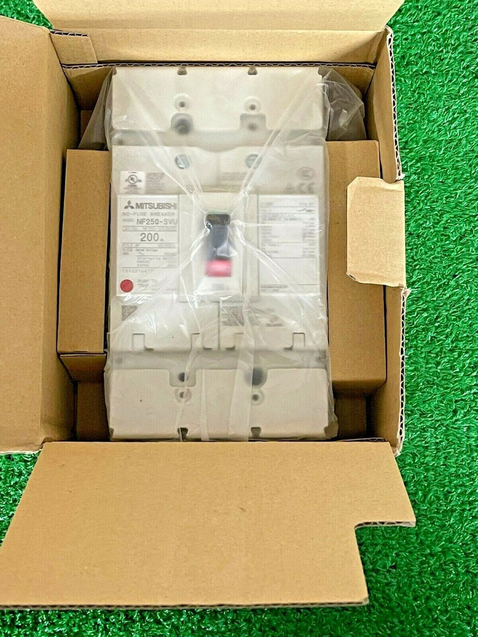 Mitsubishi NF250-SVU3P200AY MCCB 3P 200A Circuit Breaker 480VAC W/ AX-SLT