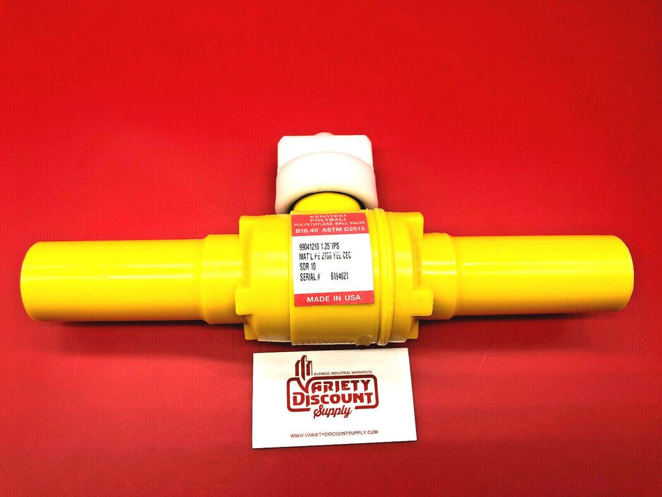 Kerotest 99041210 Polyball Polyethylene Ball Valve 1-1/4", 125 PSIG, 140 F